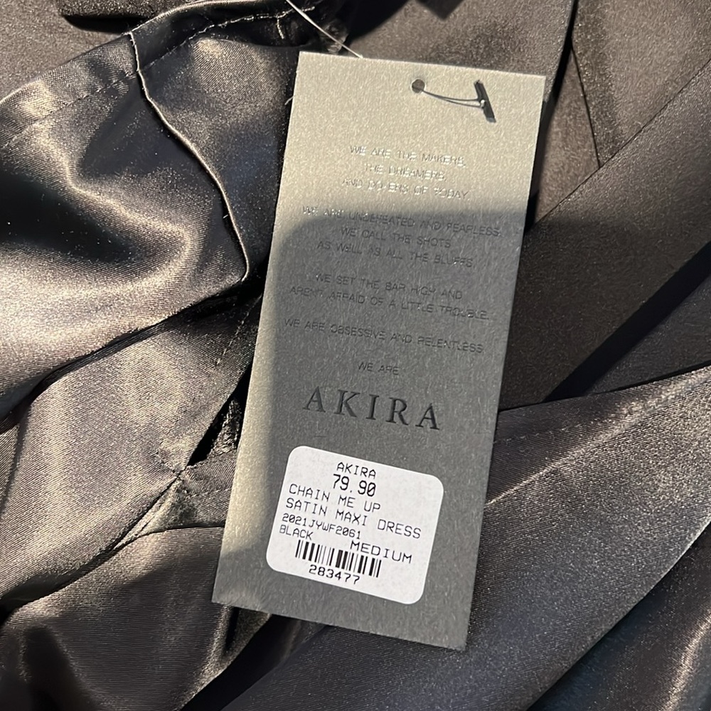 Akira Chain Me Up black satin maxi dress NWT size medium - Picture 8 of 8